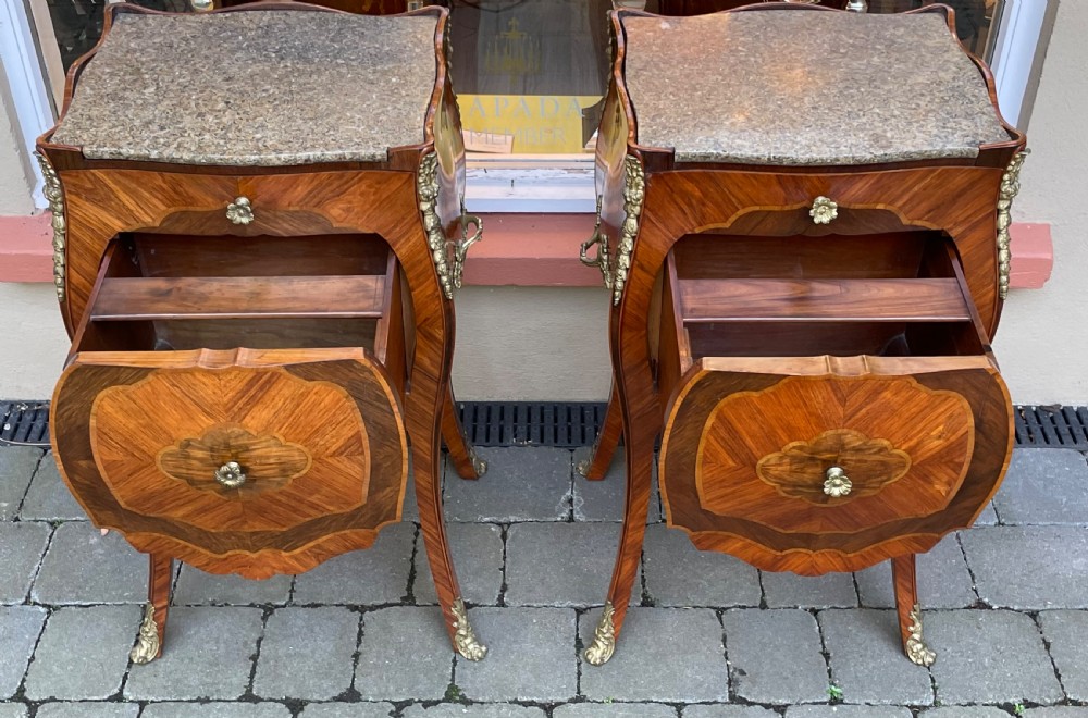 Quality Pair of Rosewood Bombe Commode Bedside Cabinets View VII