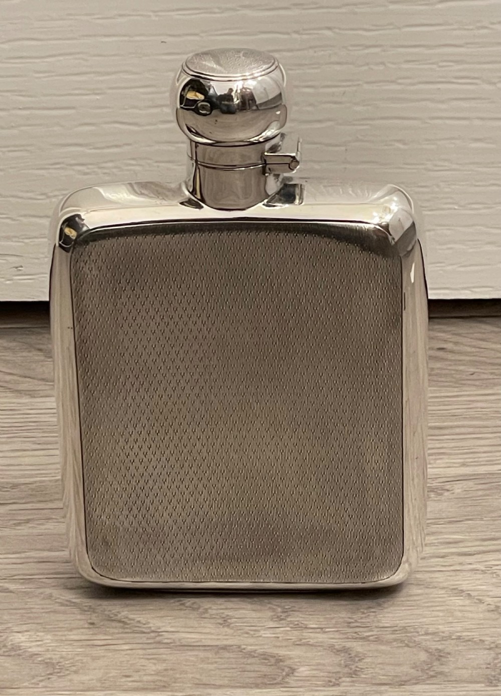 Art Deco Solid Silver Hip Flask, Half Pint View VII