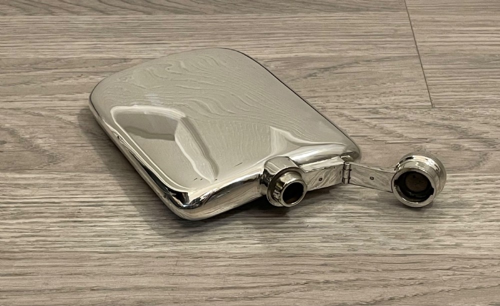 Large George VI Solid Silver Hip Flask View III