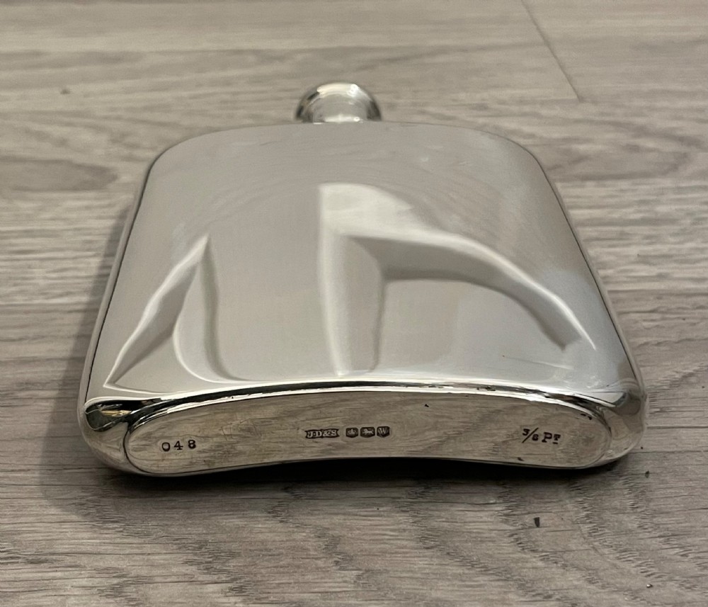 Large George VI Solid Silver Hip Flask View IV
