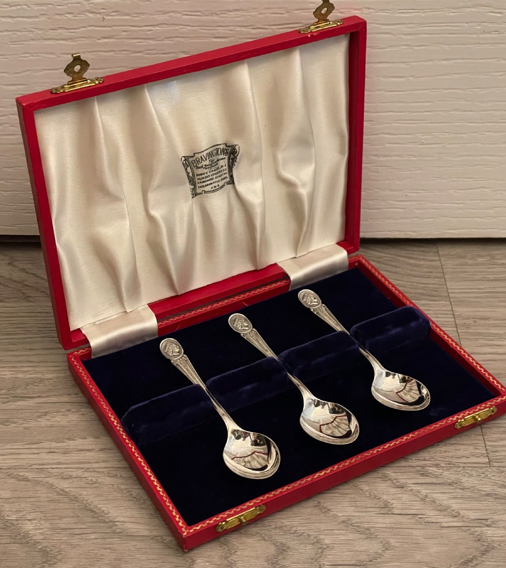 Beautifully Presented Trio of Silver Coronation Spoons, Queen Elizabeth II  View VII