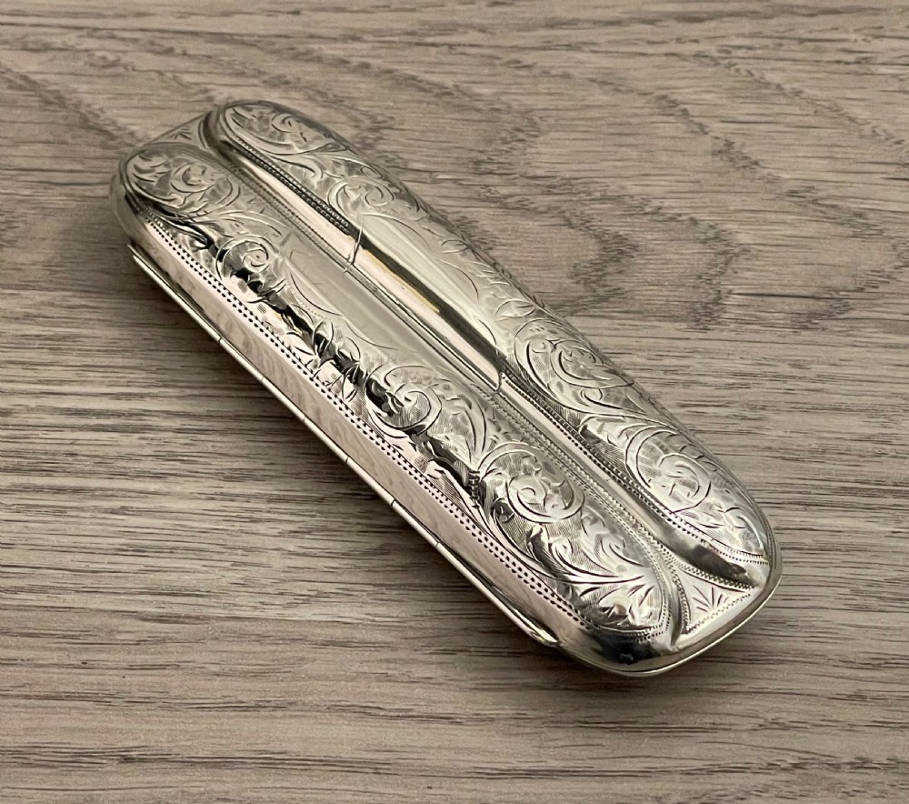 Edwardian Solid Silver Cigar Case, 1905 View II