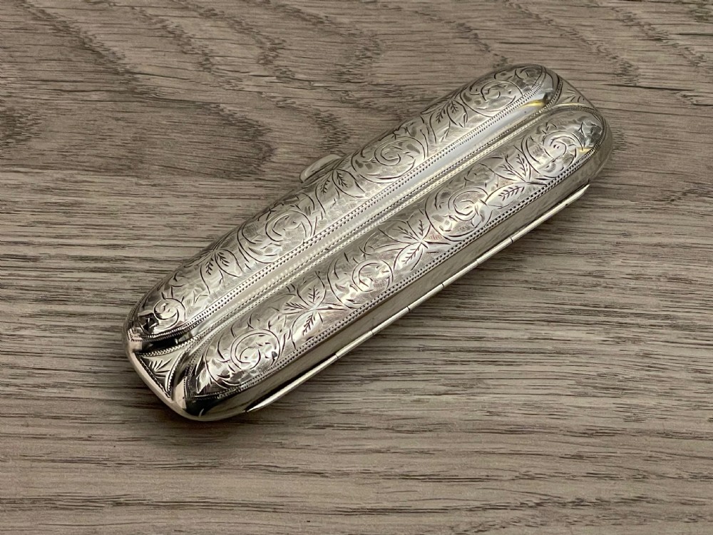 Edwardian Solid Silver Cigar Case, 1905 View III
