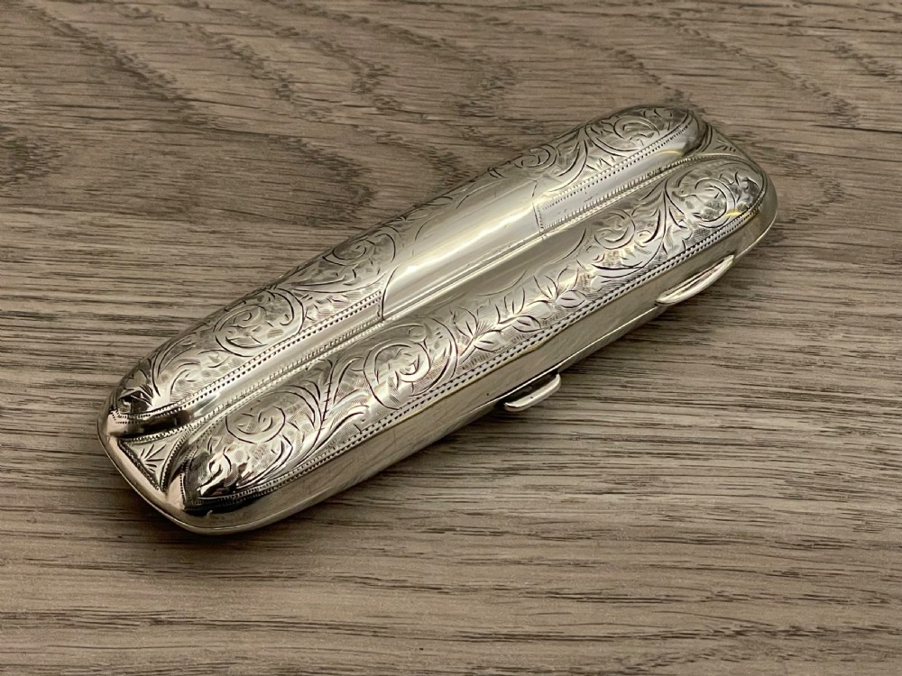 Edwardian Solid Silver Cigar Case, 1905 View V