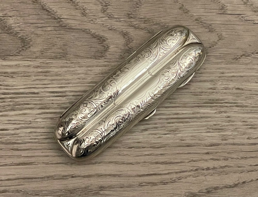Edwardian Solid Silver Cigar Case, 1905 View VI