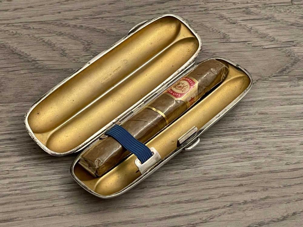 Edwardian Solid Silver Cigar Case, 1905 View VII