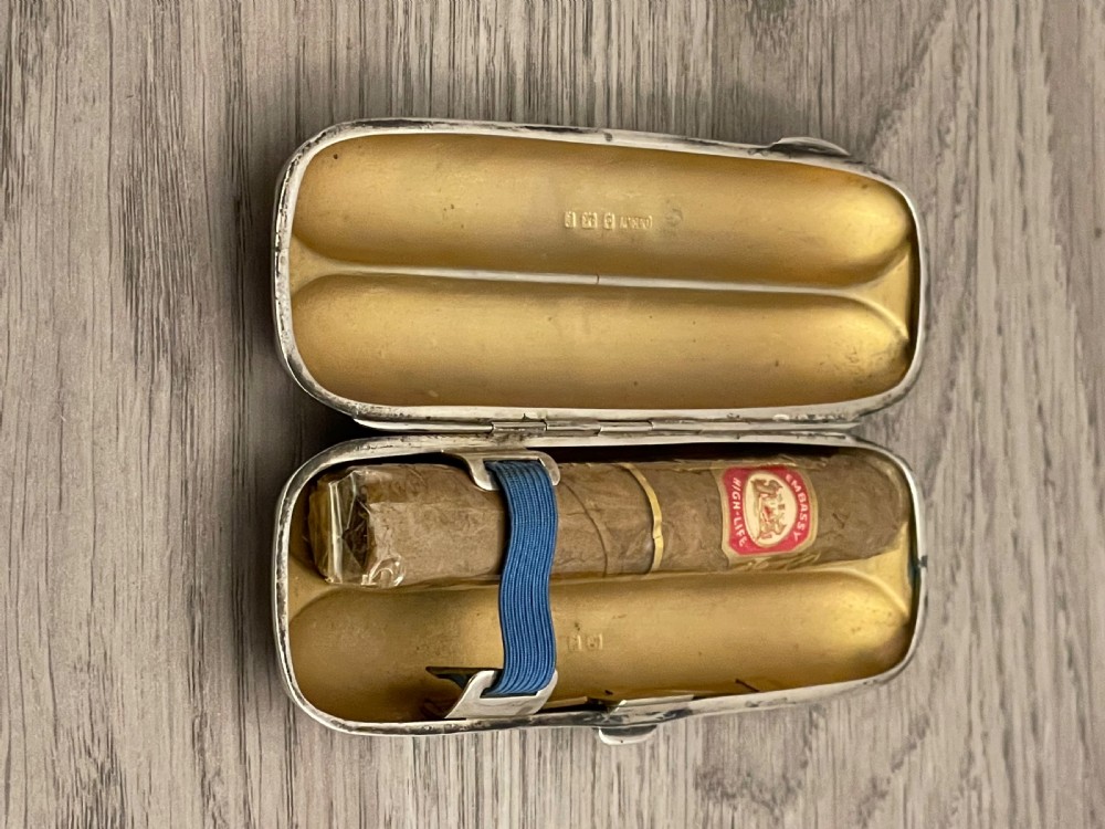 Edwardian Solid Silver Cigar Case, 1905 View VIII