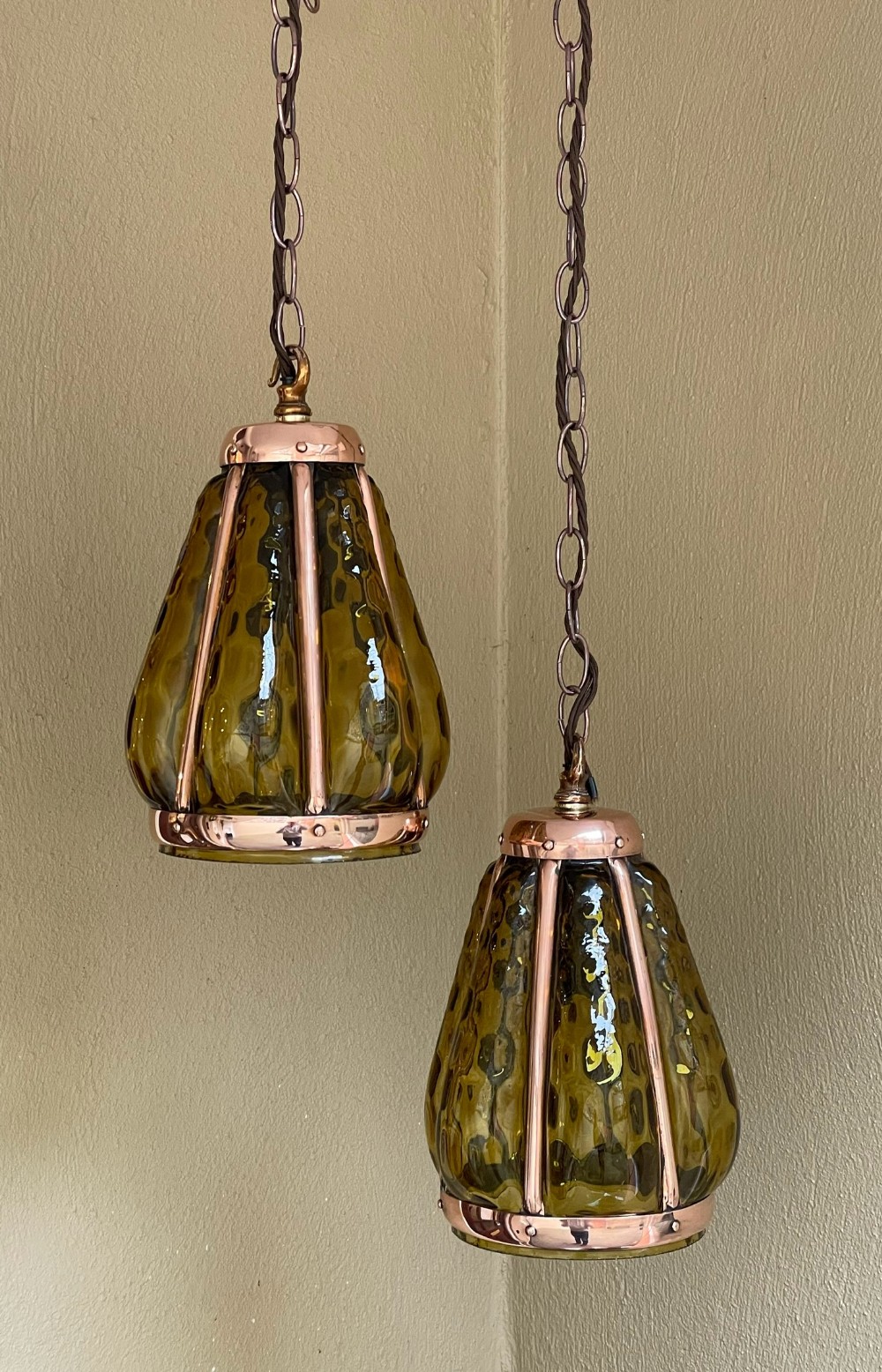 Pair of Arts & Crafts Copper Lanterns