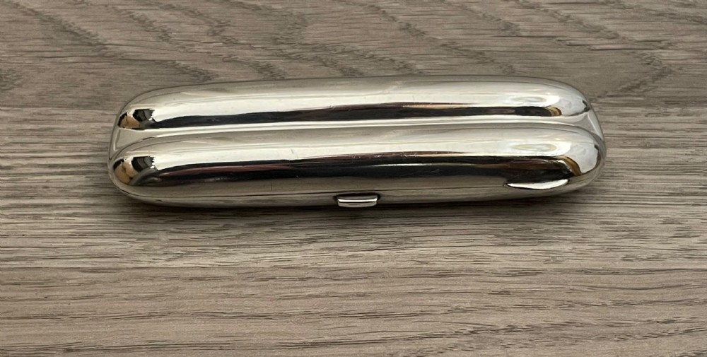 Edwardian Solid Silver Twin Cigar Case by Walker & Hall View II