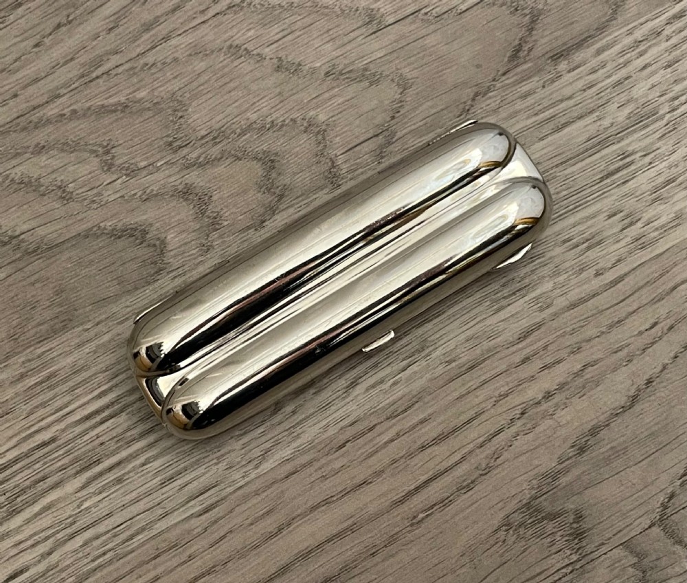 Edwardian Solid Silver Twin Cigar Case by Walker & Hall View III