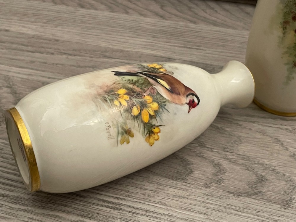 Pair of Royal Worcester Hand Painted Vases by Powell View III