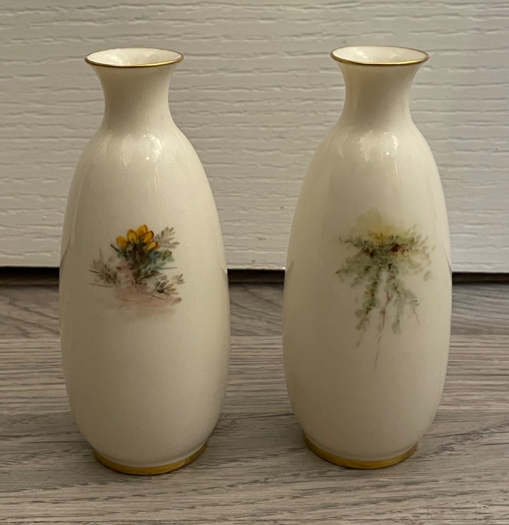 Pair of Royal Worcester Hand Painted Vases by Powell View VII