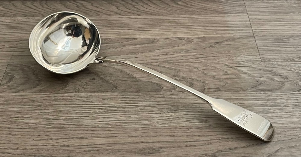 Large Victorian Solid Silver Ladle, 1885 View II