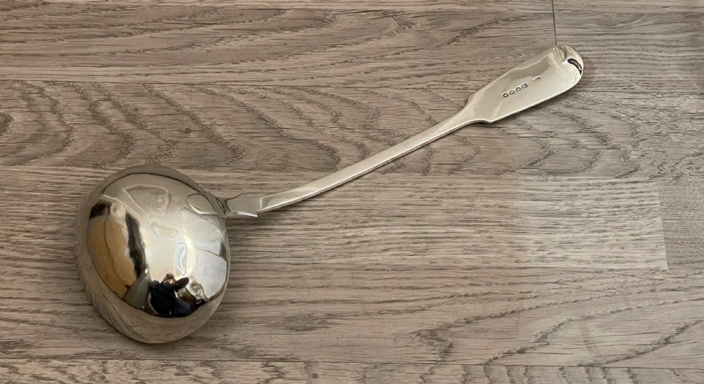 Large Victorian Solid Silver Ladle, 1885 View III