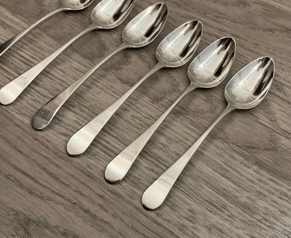 Set of Six Silver Teaspoons by Bateman, 1793 View III