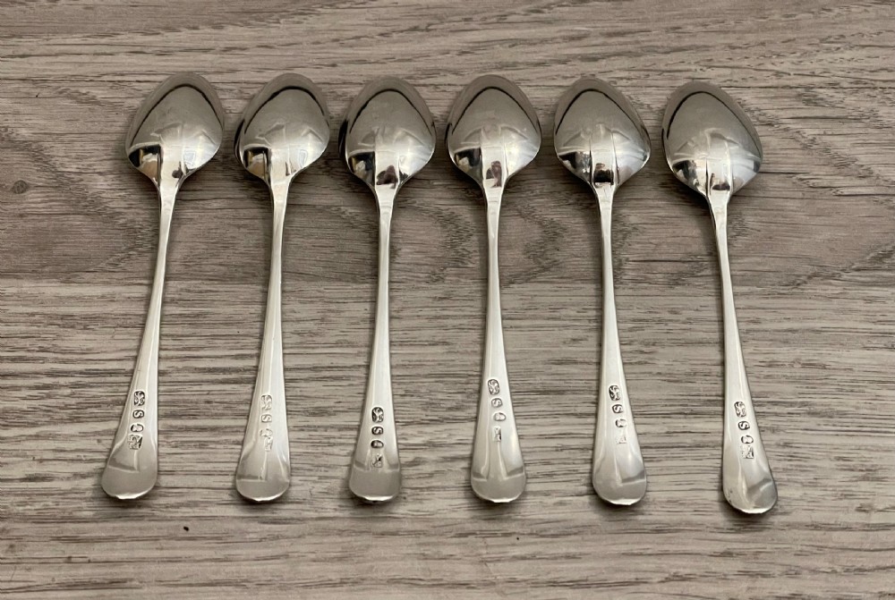 Set of Six Silver Teaspoons by Bateman, 1793 View IV