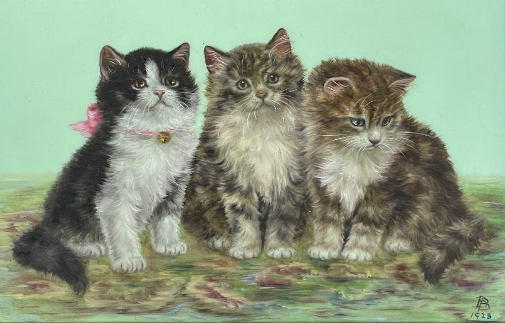 Oil Painting of Kittens by Bessie Bamber 1923 View II