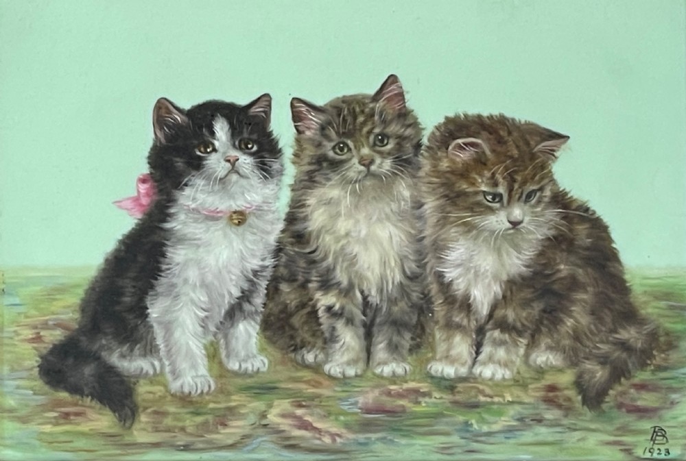 Oil Painting of Kittens by Bessie Bamber 1923 View IV