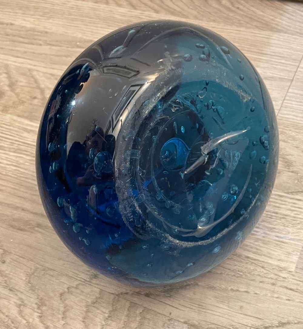 Rare Victorian Blue Glass Dump Paperweight View V
