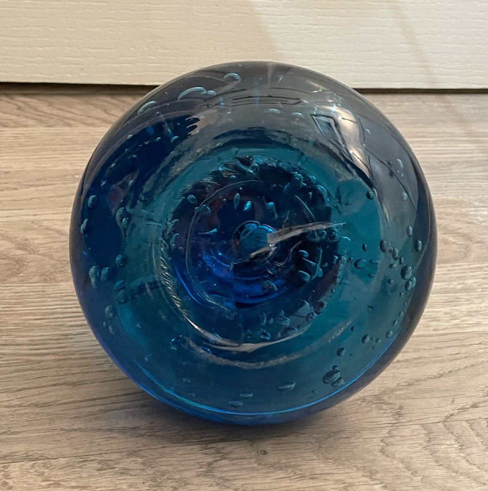 Rare Victorian Blue Glass Dump Paperweight View VI