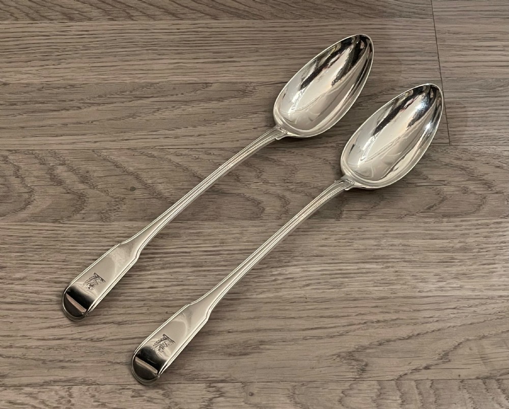 Good Pair of George III Silver Basting Spoons