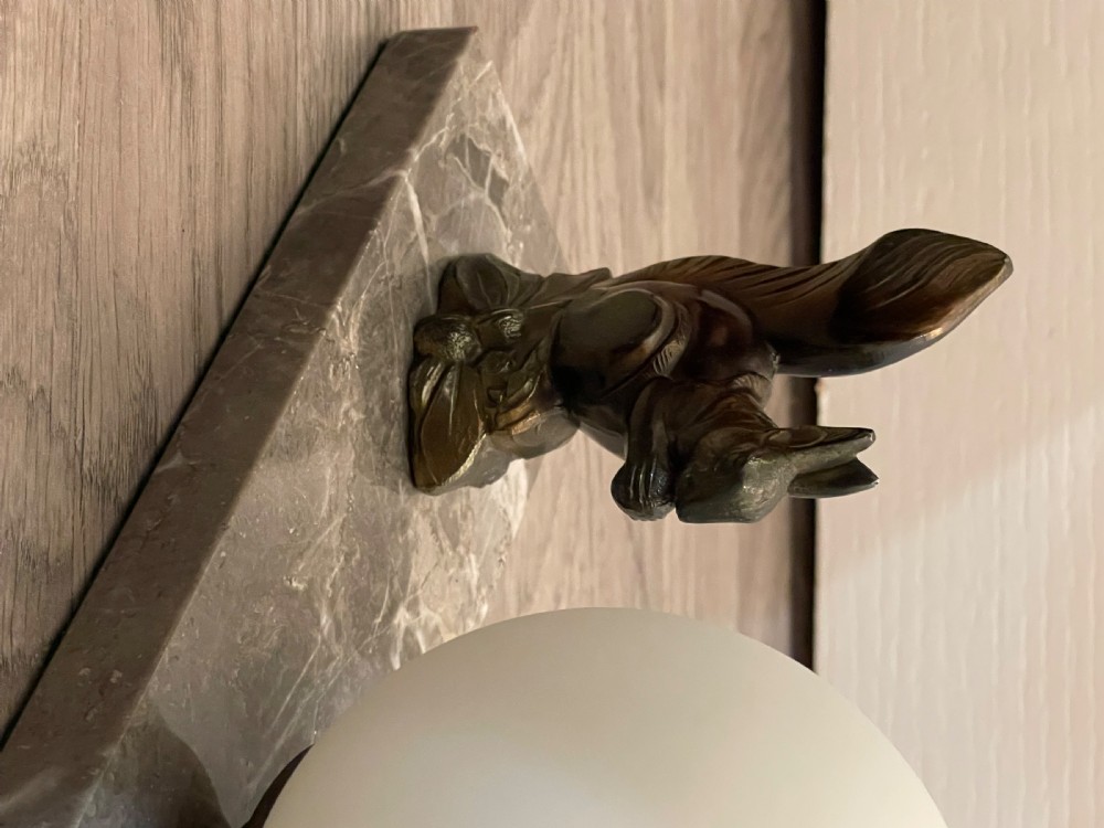 Art Deco Spelter Mood Lamp, Squirrel signed Tedo View VII