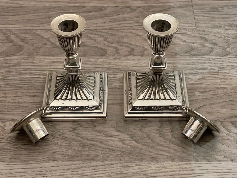 Pair of Victorian Solid Silver Candlesticks. View II