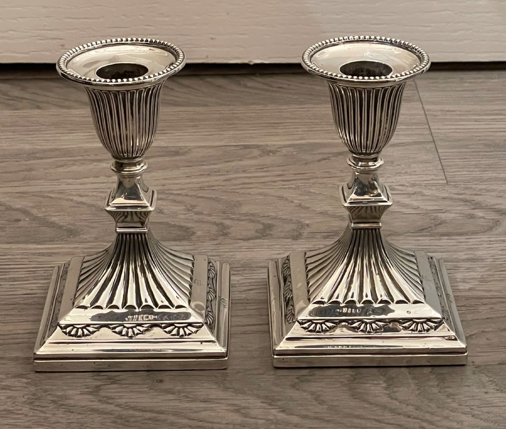 Pair of Victorian Solid Silver Candlesticks. View VI