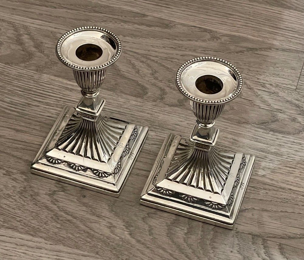 Pair of Victorian Solid Silver Candlesticks. View VII