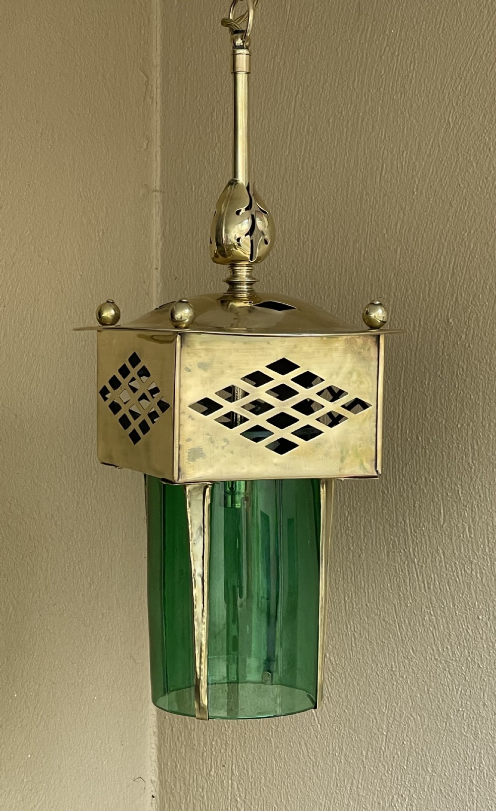 Arts and Crafts Brass Hall Lantern