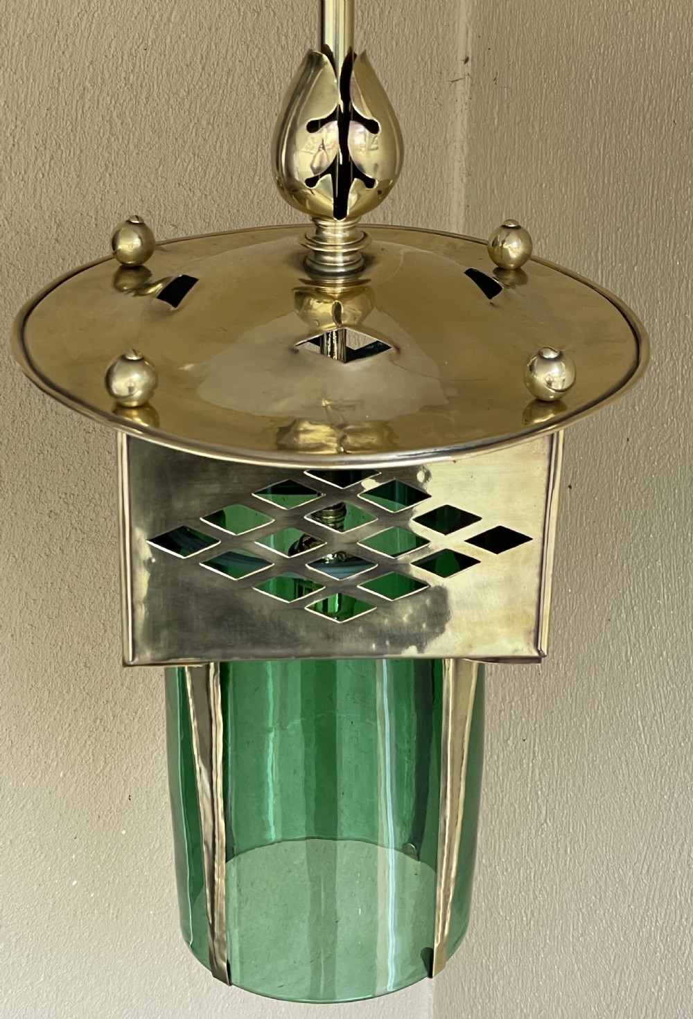 Arts and Crafts Brass Hall Lantern View VIII