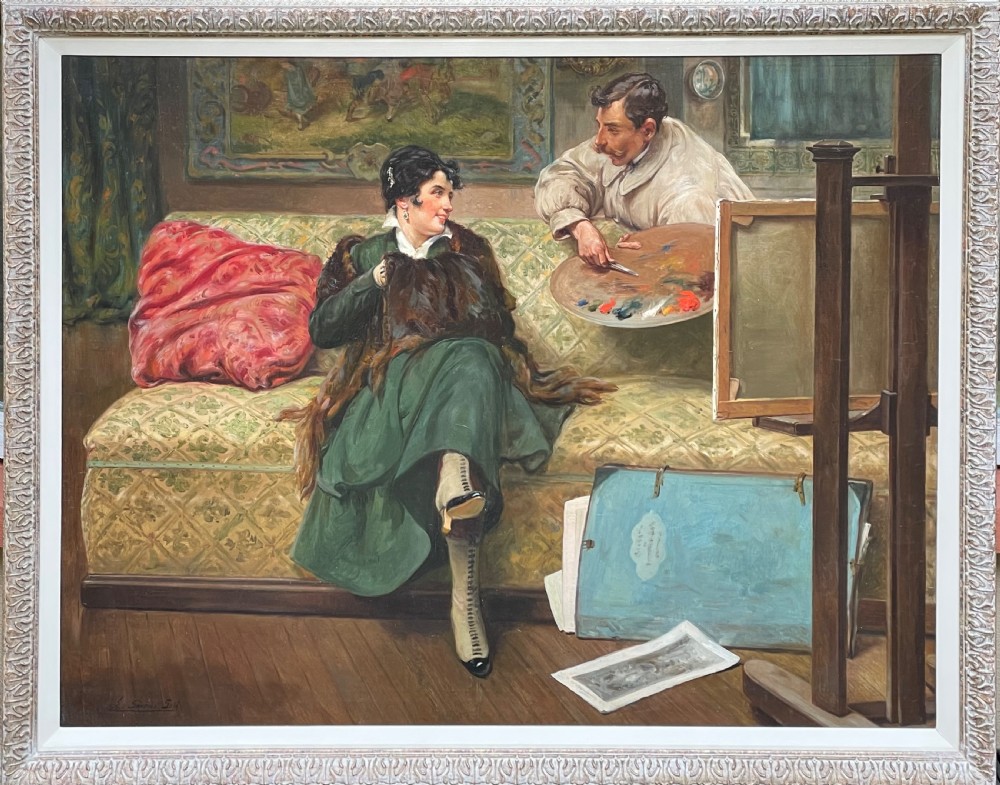 Large Oil Painting, Artists Studio by Eduardo Sanchez Sola 