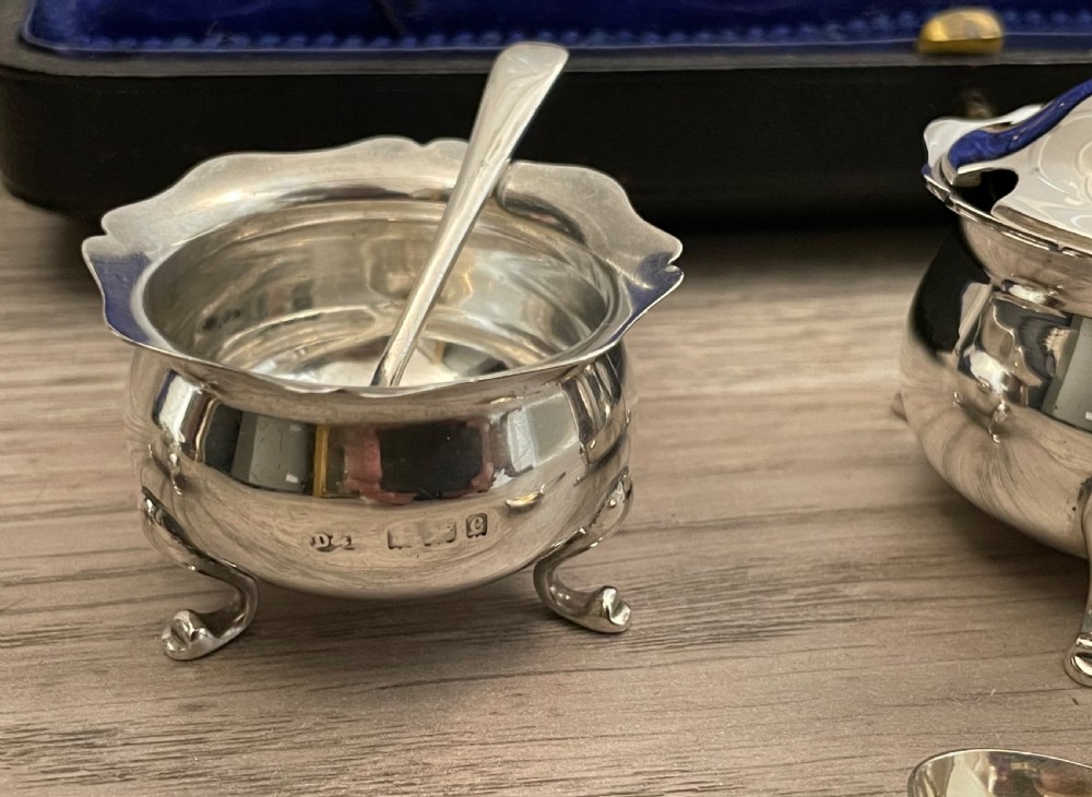 Edwardian Solid Silver Five Piece Cruet Set, 1902 View III