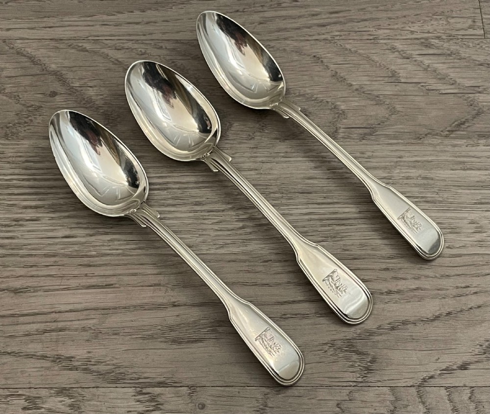 Set of Three Silver Dessert Spoons by Paul Storr