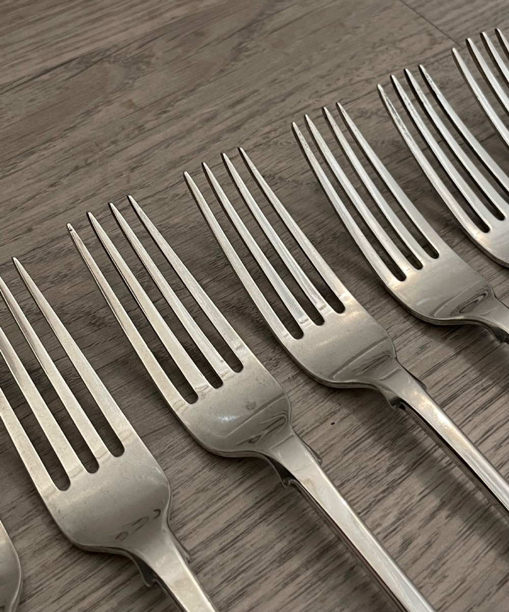 Set of 12 Victorian Silver Dessert Forks, 1857 View III