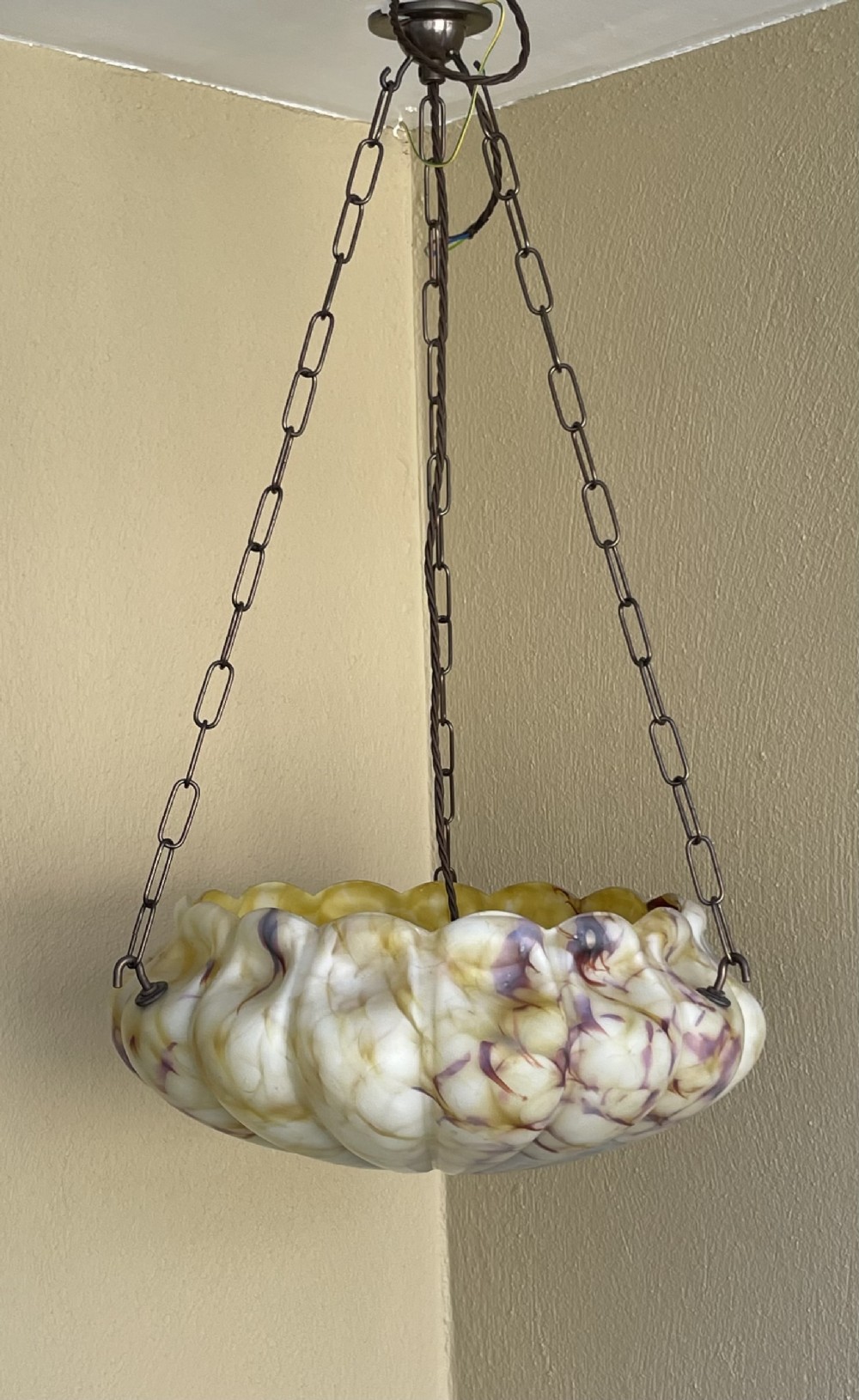 Stunning Ceiling Light Plafonnier, Marbled Glass