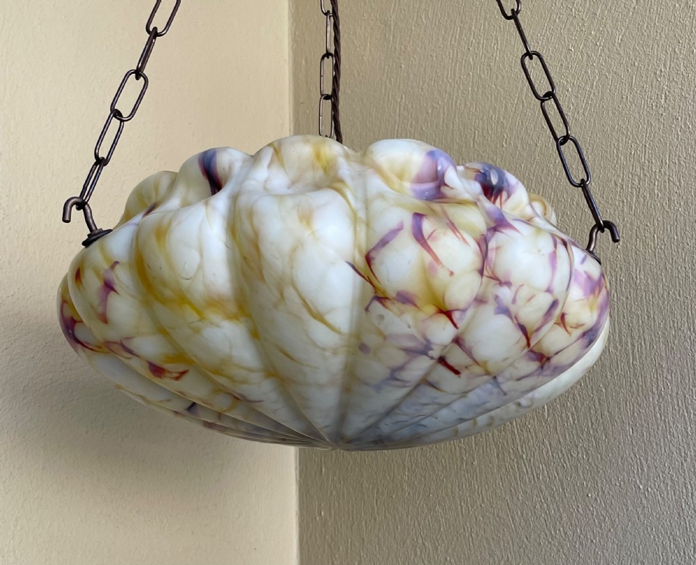 Stunning Ceiling Light Plafonnier, Marbled Glass View III