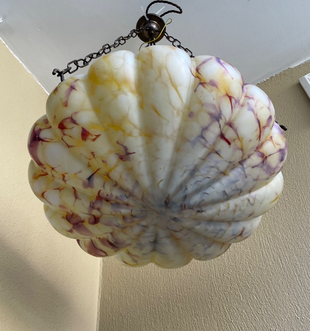 Stunning Ceiling Light Plafonnier, Marbled Glass View IV