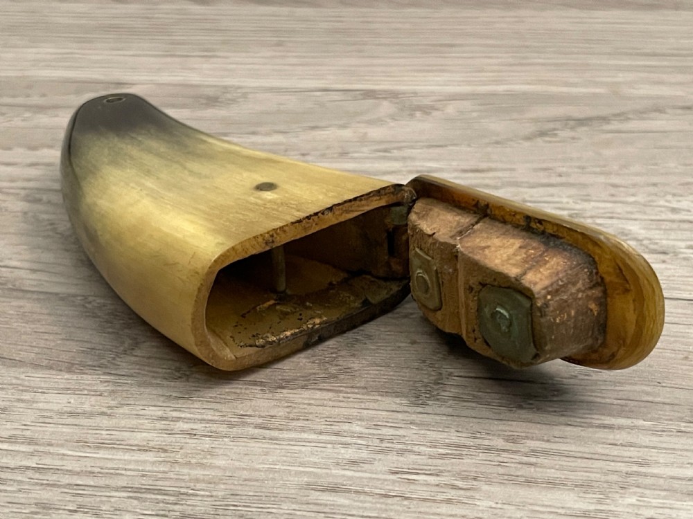A 19th-century Scottish horn snuff mull crafted from polished natural horn with tonal variation from honey yellow to dark brown. View III