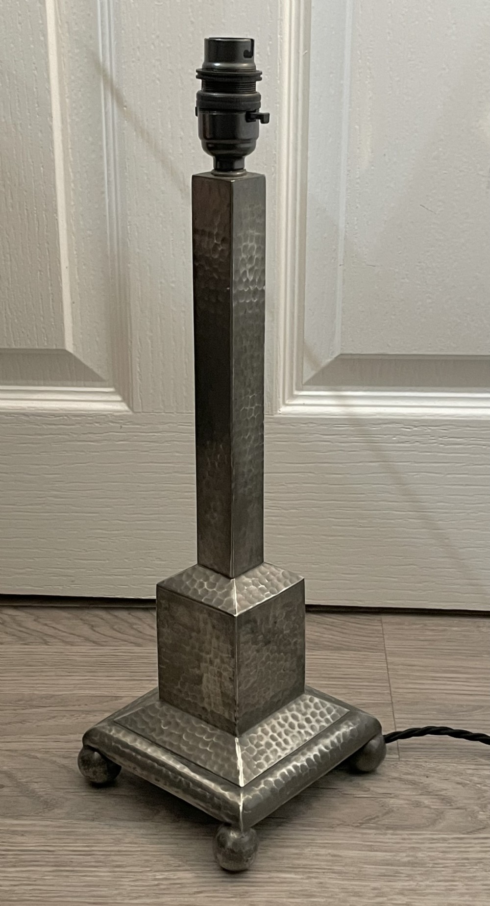 Arts & Crafts Hand Hammered Pewter Table Lamp