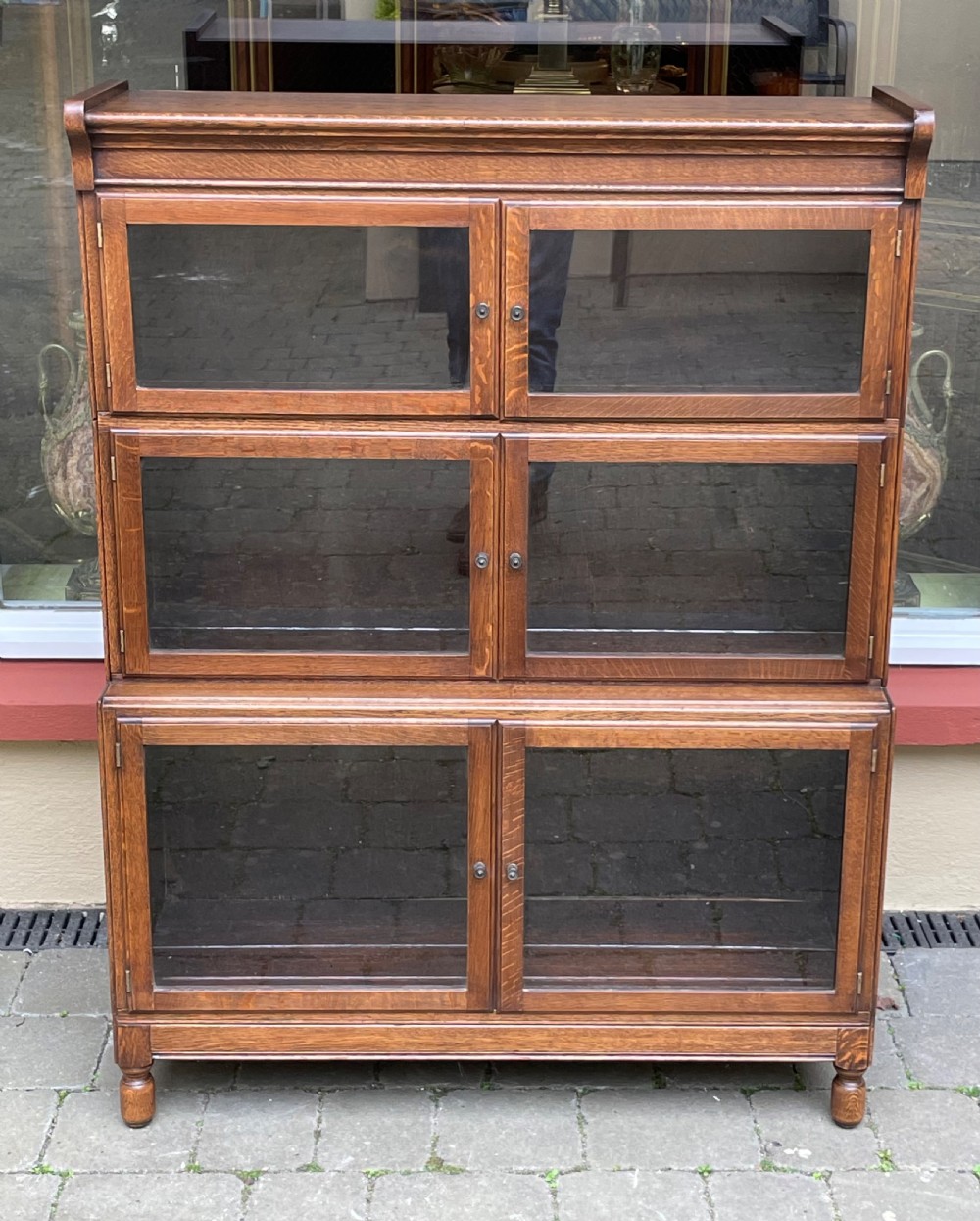 Edwardian Stacking Oak Barristers Bookcase by Minty