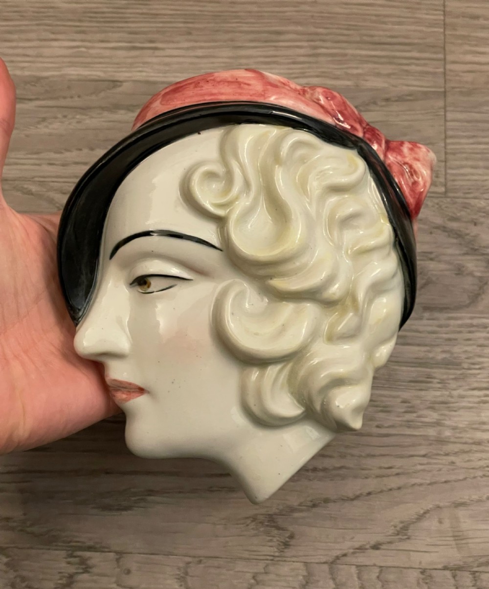 Art Deco Lady Wall Mask Plaque View IV