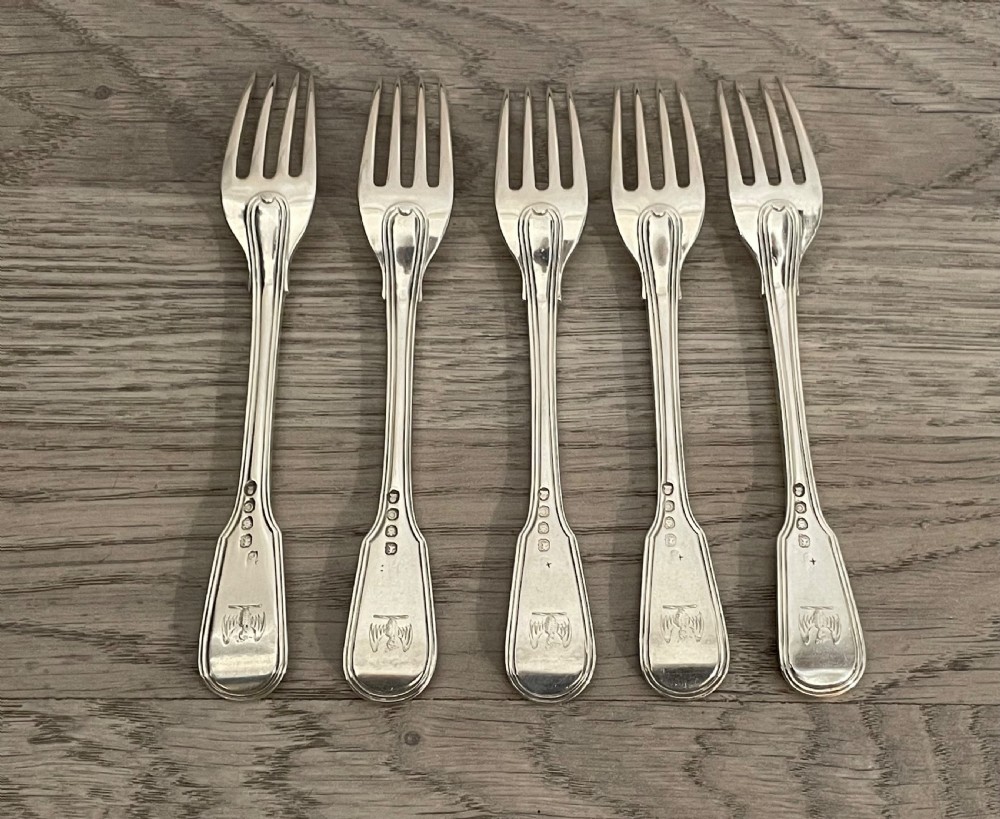 Four George III Silver Dessert Forks, 1818 View II