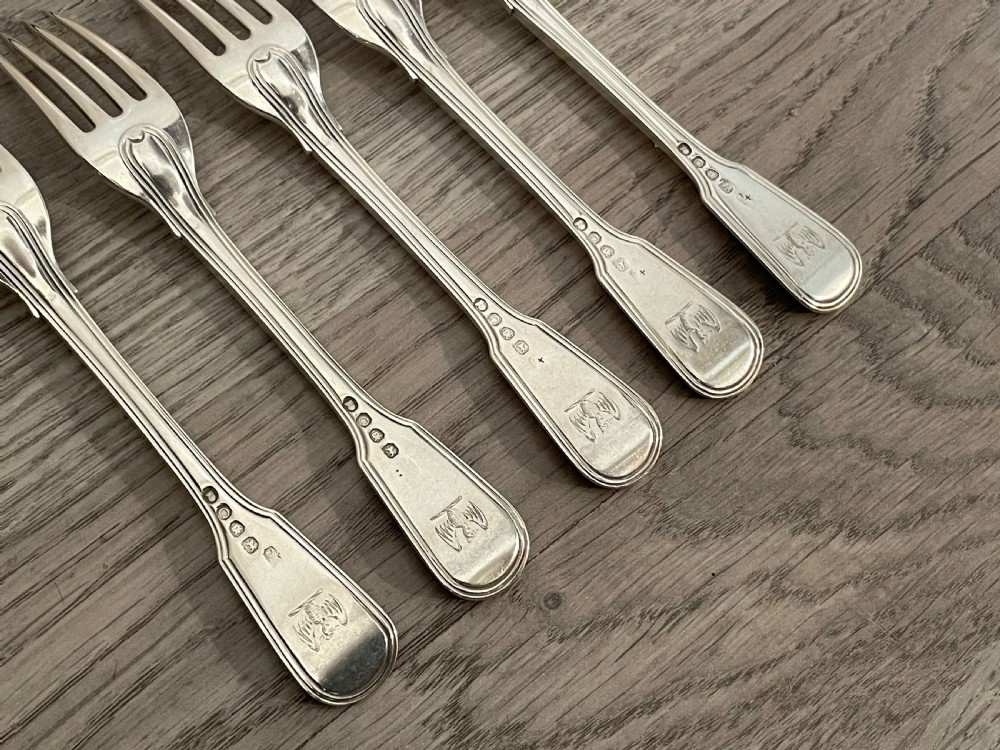 Four George III Silver Dessert Forks, 1818 View V