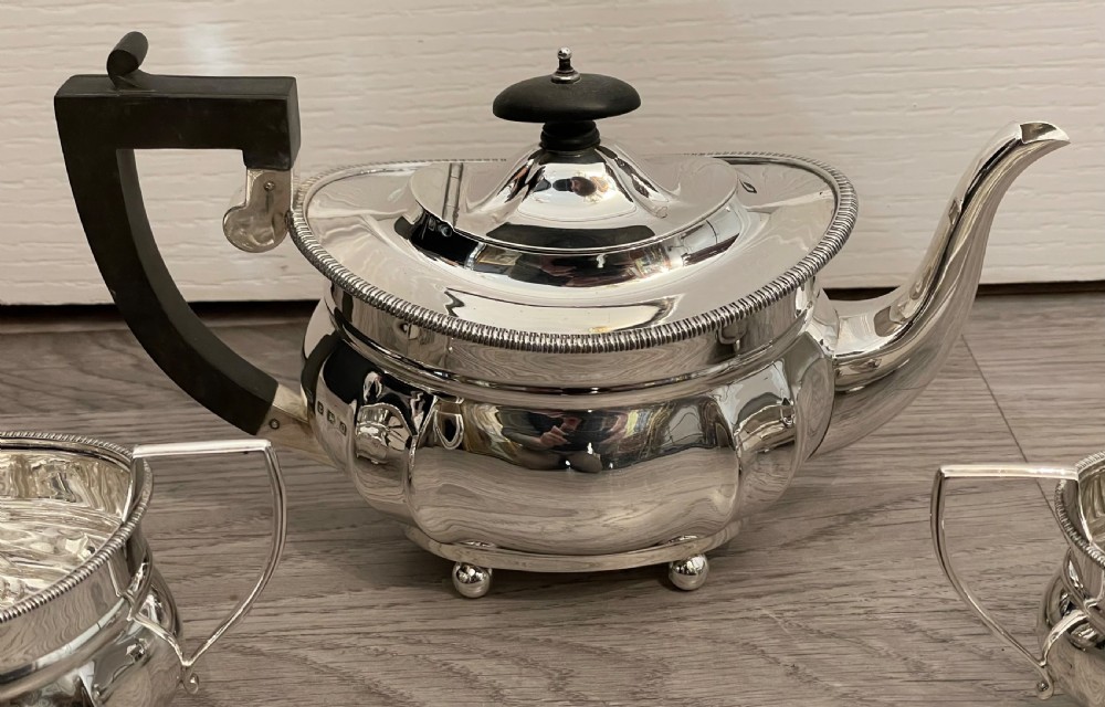 George VI Solid Silver Three Piece Tea Set View III