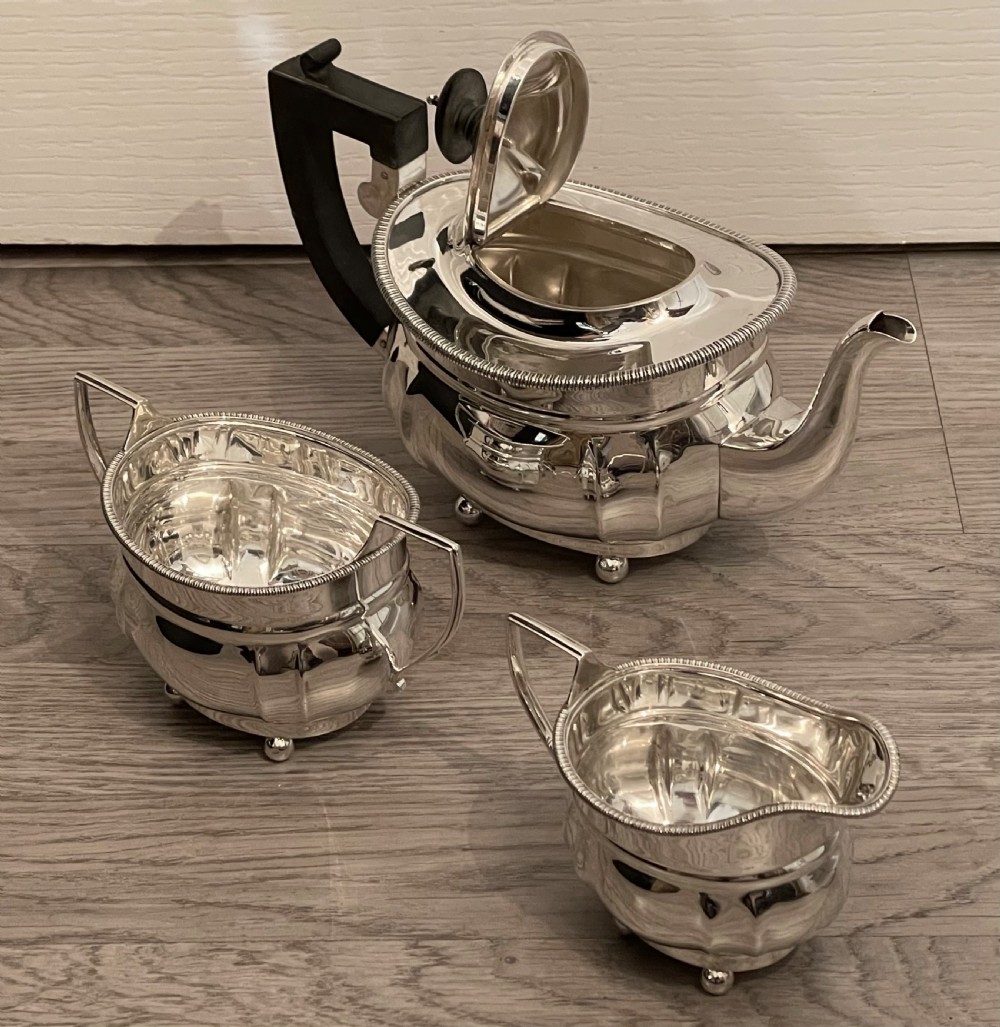 George VI Solid Silver Three Piece Tea Set View VI