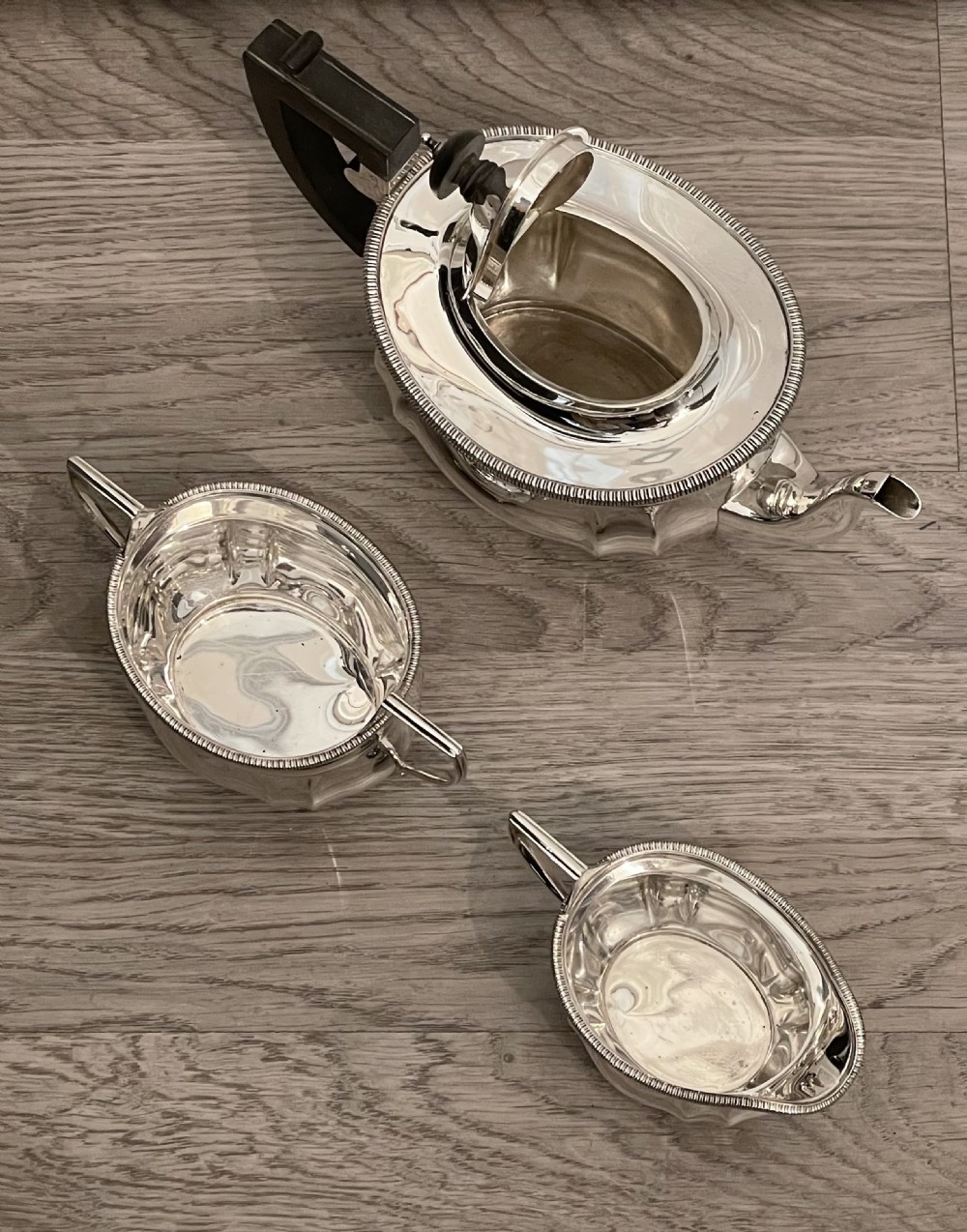George VI Solid Silver Three Piece Tea Set View VII