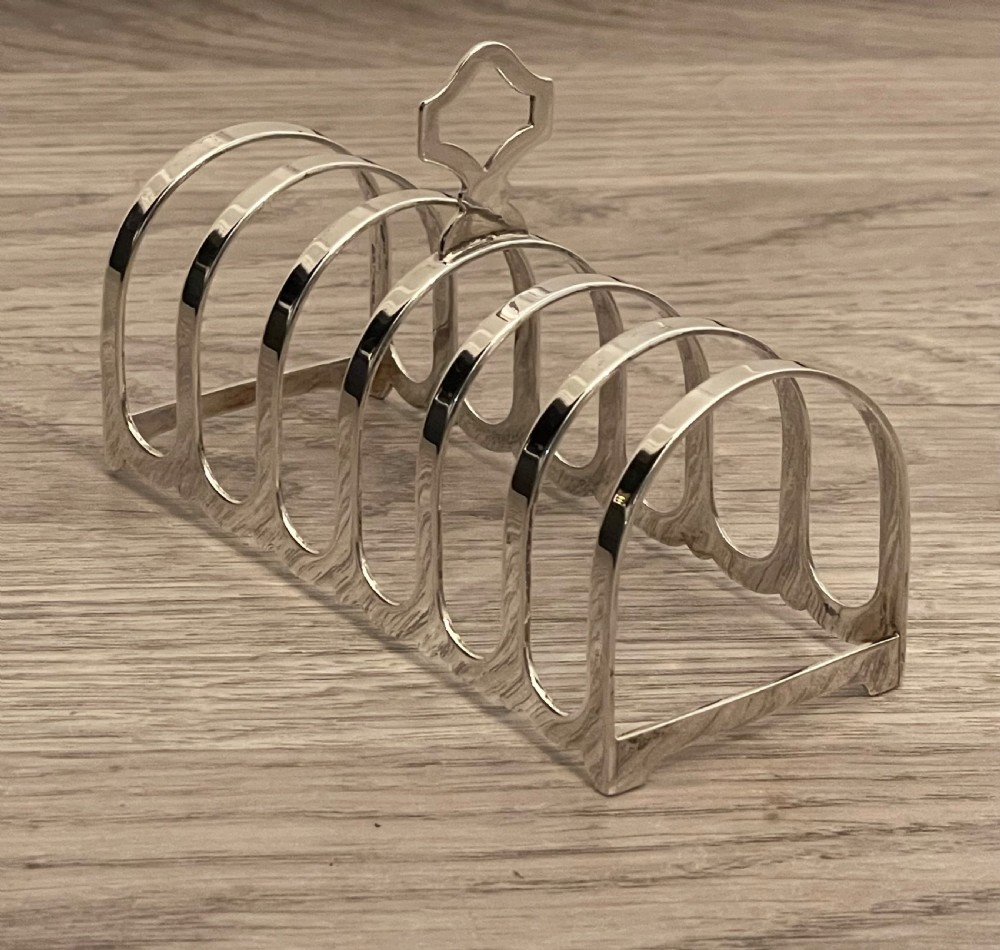 George VI Six Division Solid Silver Toast Rack View IV