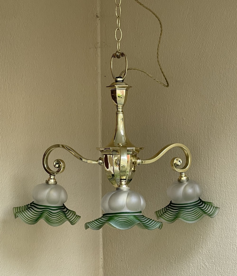Early 20th Century Brass Chandelier, Registered Design View II