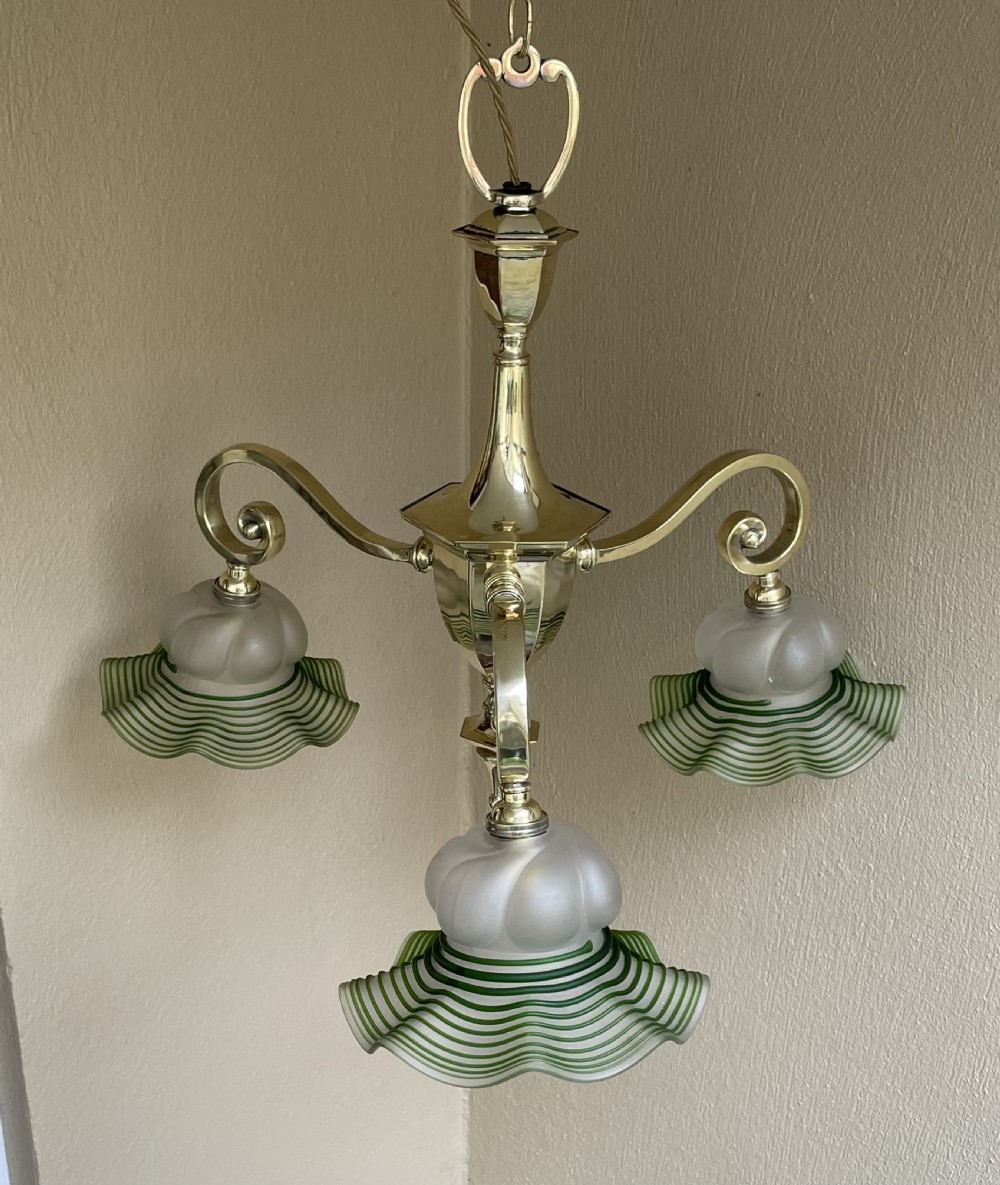 Early 20th Century Brass Chandelier, Registered Design View IV